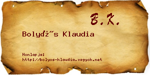 Bolyós Klaudia névjegykártya